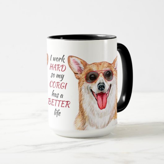 Hartelijk werk voor mijn Corgi Dog Mok (Voorkant rechts)