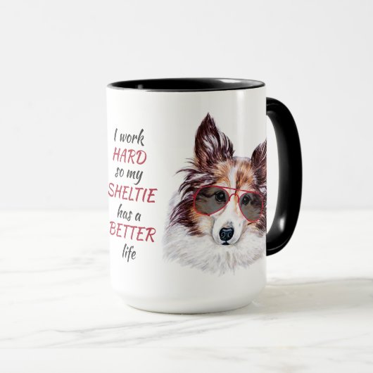 Hartelijk werk voor mijn Shetland Sheepdog Mok (Voorkant rechts)