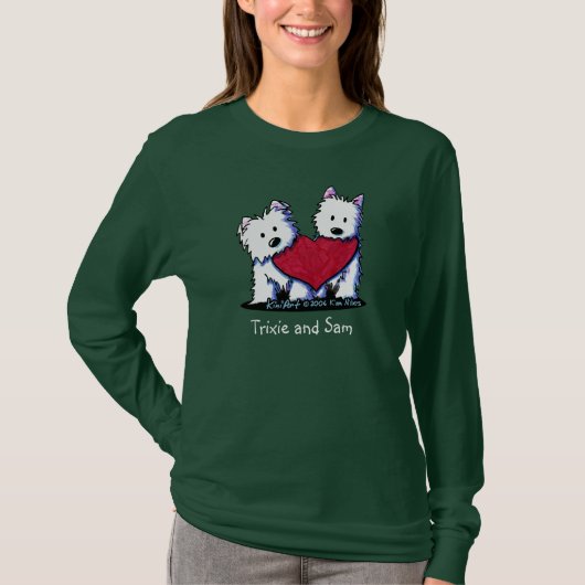 Hartelijk Westie Duo Donker LS Shirt (Voorkant)