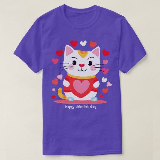 Hartelijk Whiskers Een Valentijnsdag Feline Fantas T-shirt (Design voorkant)