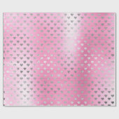 Hartelijk zilver grijs metaalroze roze roze blozen cadeaupapier (Vlak)