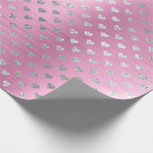 Hartelijk zilver grijs metaalroze roze roze blozen cadeaupapier (Hoek)