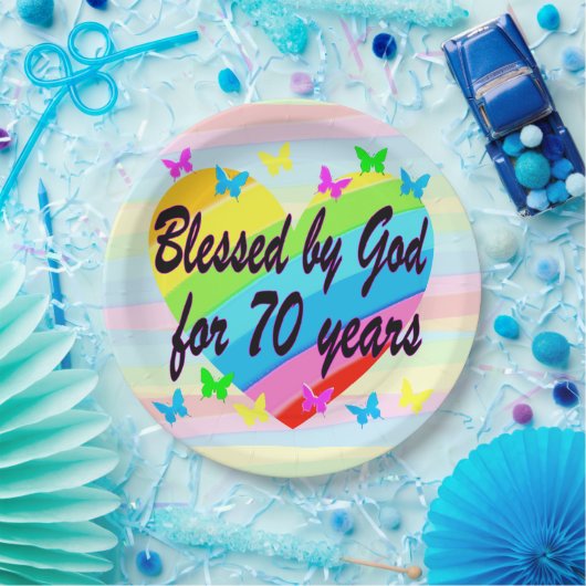 HARTELIJKE 70E VERJAARDAG PAPIER BORDEN PAPIEREN BORDJE (Feest)