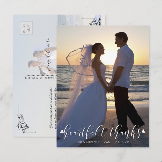 HARTELIJKE BEDANKT Foto bruiloft Dank u Briefkaart (Voorkant / Achterkant)