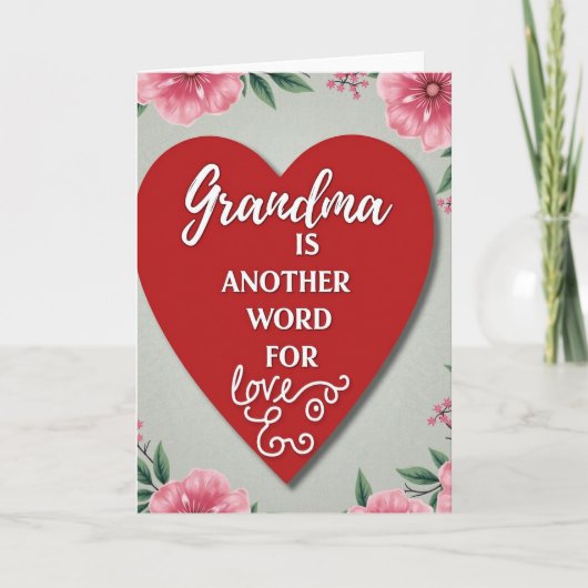 Hartelijke Bloemige Oma Liefde Kaart (Voorkant)