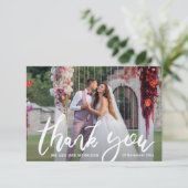 Hartelijke dank u borstel script bruiloft foto kaa bedankkaart (Staand voorkant)