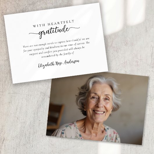 Hartelijke dankbaarheid Fotobegrafenis Bedankkaart