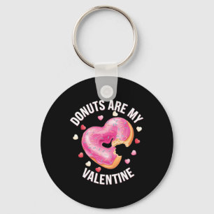 Hartelijke donut met roze glazuur Valentijnsdag Sleutelhanger