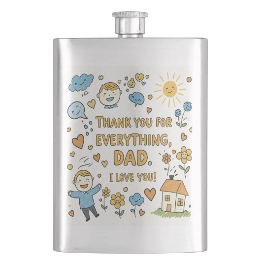 Hartelijke Doodle "Dank je wel pap" Art Flacon (Voorkant)