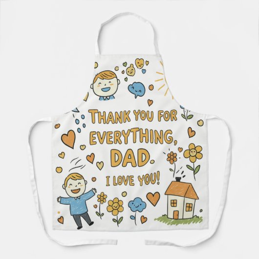 Hartelijke Doodle "Dank je wel pap" Art Schort (Voorkant)