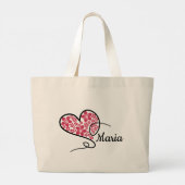 Hartelijke Elegantie: Doodle & Bloem Motief Grote  Grote Tote Bag (Achterkant)