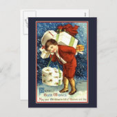 Hartelijke goede wensen vintage kerst Kaart (Voorkant / Achterkant)