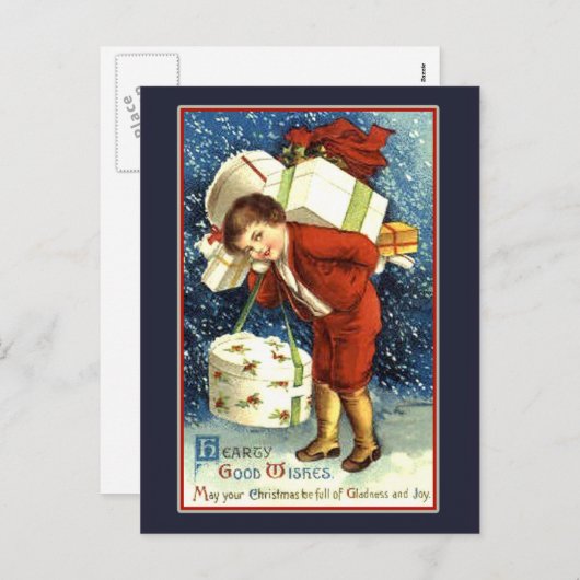 Hartelijke goede wensen vintage kerst Kaart (Voorkant / Achterkant)