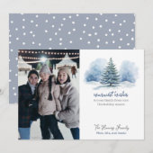 Hartelijke groeten Sneeuw bedekte groene dennenboo Feestdagenkaart (Voorkant / Achterkant)