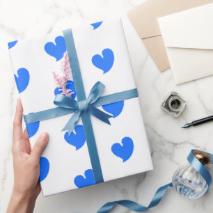 Hartelijke Harten - Blauw en Wit - Cadeaupapier