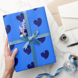 Hartelijke Harten - Marineblauw en Blauw - Cadeaupapier