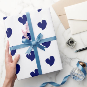 Hartelijke Harten - Marineblauw en Wit - Cadeaupapier