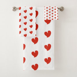 Hartelijke Harten - Rood en Wit - Bad Handdoek