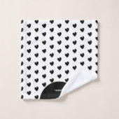 Hartelijke Harten - Zwart en Wit Aangepaste Tekst Bad Handdoek (Wasdoekje)