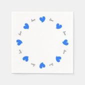 Hartelijke Hartjes Blauw - Aangepaste Tekst Servet (Voorkant)