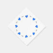 Hartelijke Hartjes Blauw - Aangepaste Tekst Servet (Hoek)