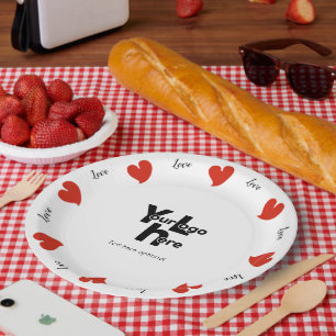 Hartelijke Hartjes Rood - Aangepaste Tekst en Logo Papieren Bordje