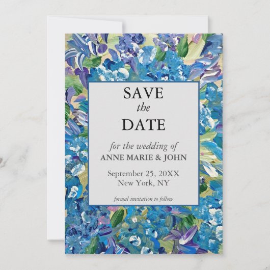 Hartelijke hortensia QR Code Wedding Save The Date (Voorkant)