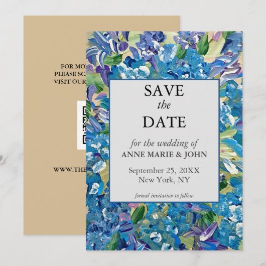 Hartelijke Hydrangea QR Code Trouw Save The Date (Voorkant / Achterkant)