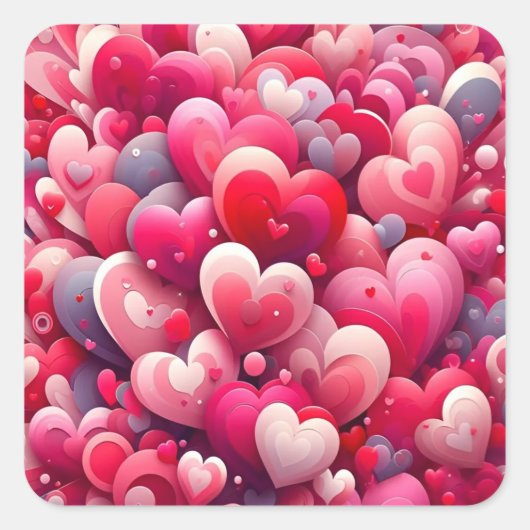 Hartelijke inspiratie voor Pink & Red Valentijns Vierkante Sticker (Voorkant)