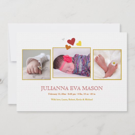 Hartelijke introductie Fotoaankondiging Geboorte Aankondiging (Voorkant)