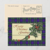 Hartelijke kerstgroeten, Douglas tartan Feestdagenkaart (Voorkant / Achterkant)