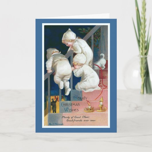 "Hartelijke kerstwensen" Vintage Feestdagen Kaart (Voorkant)