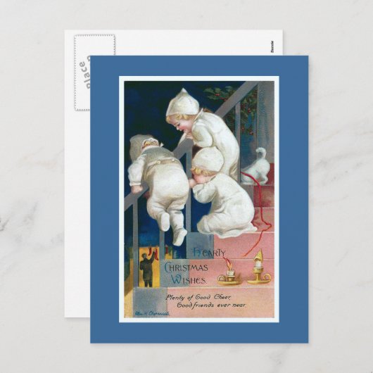 "Hartelijke kerstwensen" Vintage Feestdagenkaart (Voorkant / Achterkant)