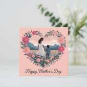 Hartelijke Moederdag Ontwerp: Moeder en Kind Kaart (Staand voorkant)