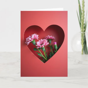 Hartelijke Roze Bloemen Liefdeskaart Kaart