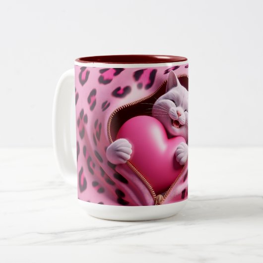 Hartelijke slokjes: Mok van Valentijns koffieverru (Voorkant links)