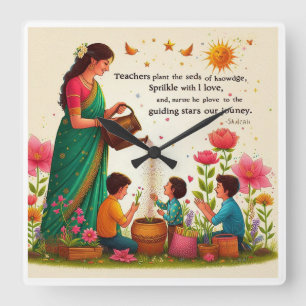 "Hartelijke Teacher's Day wenst te inspireren en a Vierkante Klok