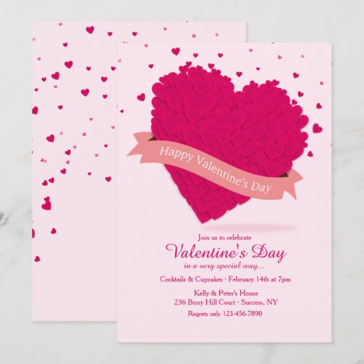 Hartelijke Valentijnsdag uitnodiging (Voorkant / Achterkant)