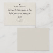 Hartelijke verjaardagsuitnodiging Elegant & minima Informatiekaartje (Voorkant / Achterkant)