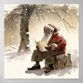 Hartelijke wensen Black Santa Reading Letters Poster (Voorkant)