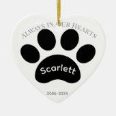 Hartelijke zwarte en witte pootafdruk tribute keramisch ornament (Voorkant)