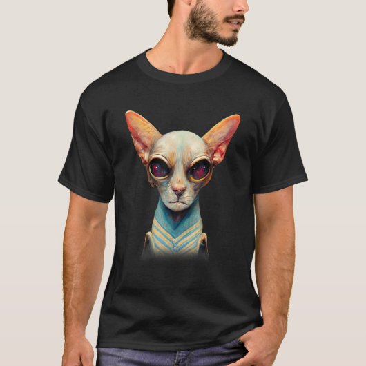 Harteloos synxcat Alien UFO-portret T-shirt (Voorkant)