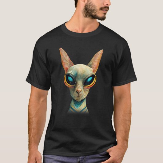Harteloos synxcat Alien UFO-portret T-shirt (Voorkant)