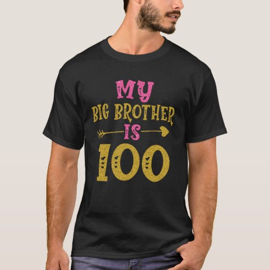 Harten 100th Bday voor Big Brother van zuster Brot T-shirt (Voorkant)