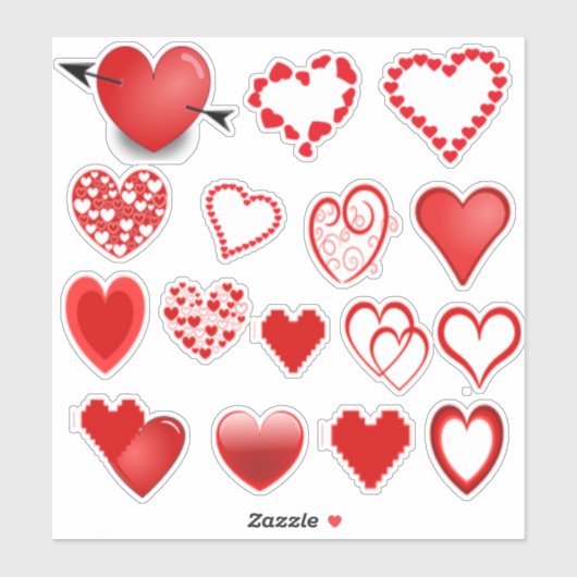 Harten 16 aangepaste stickers met snijkop Show Uw  (Vel)