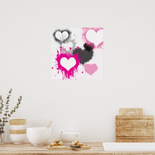 harten-296844 harten verf liefde graffiti poster (Keuken)