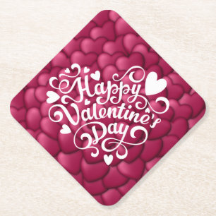 Harten 3D Textuur Rood Patroon-23803 Kartonnen Onderzetters