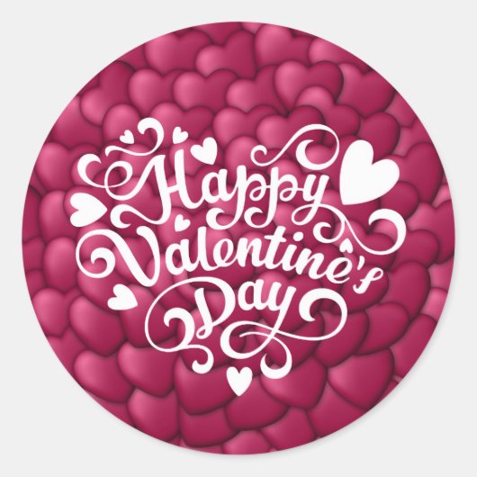 Harten 3D Textuur Rood Patroon-23803 Ronde Sticker (Voorkant)