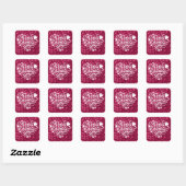 Harten 3D Textuur Rood Patroon-23803 Vierkante Sticker (Vel)