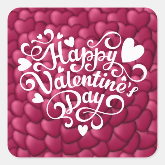 Harten 3D Textuur Rood Patroon-23803 Vierkante Sticker (Voorkant)